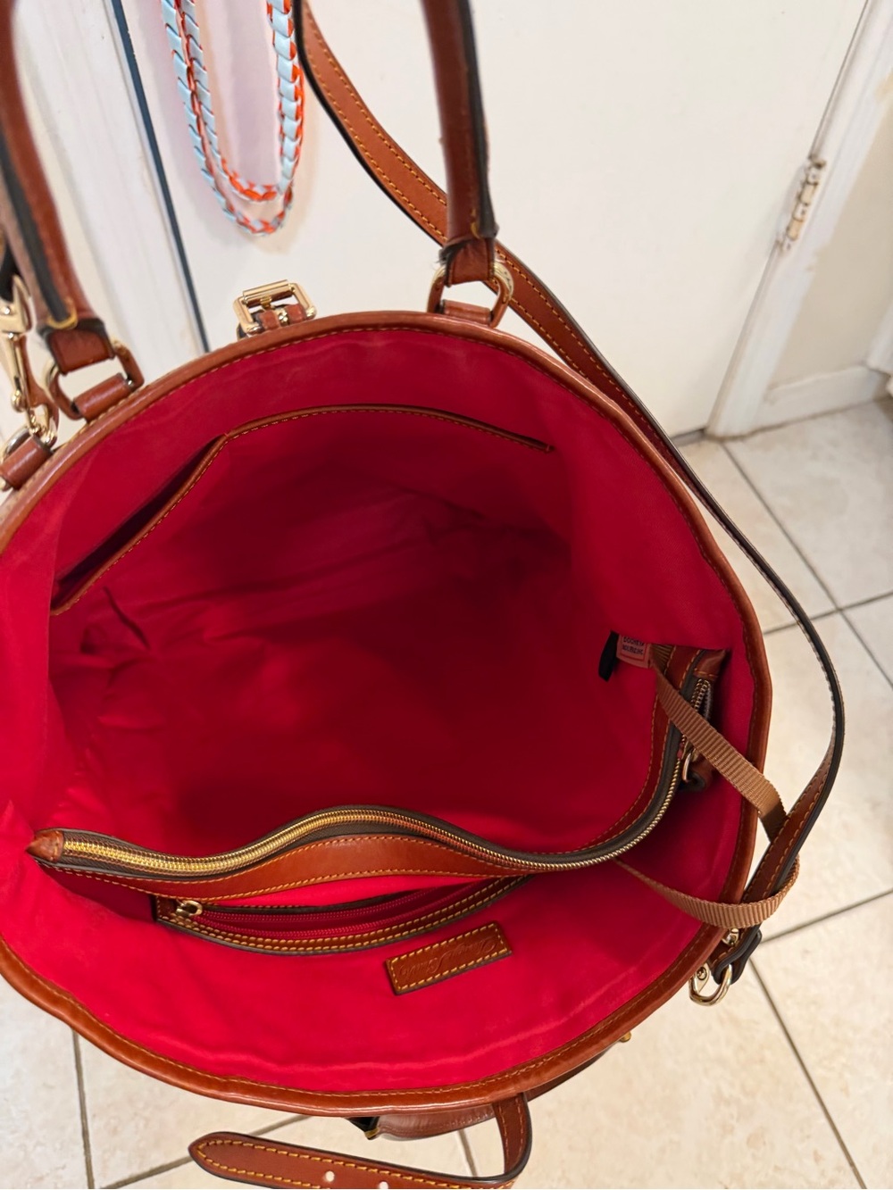Dooney & Bourke Wine Tote with Brown Leather Trim - Picture 6 of 6